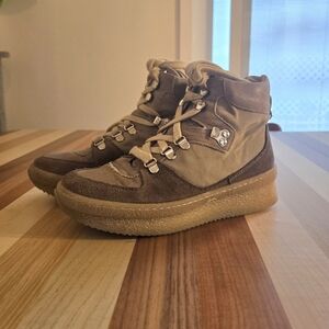 Renvy High Top Sneakers Brown And Tan. Made In Spain Size 36